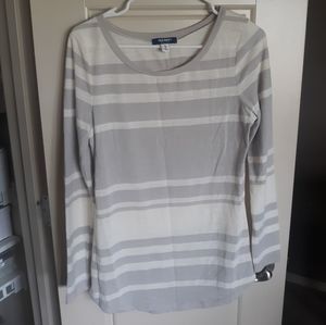 Gray & White Striped Longsleeve